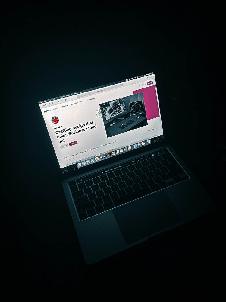 Website design displayed on a laptop